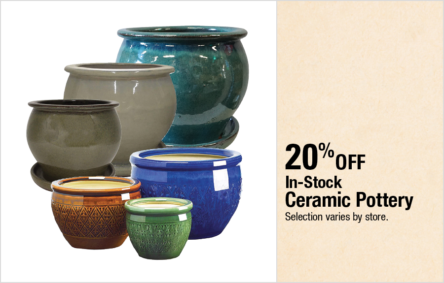 20% Off In-Stock Ceramic Pottery